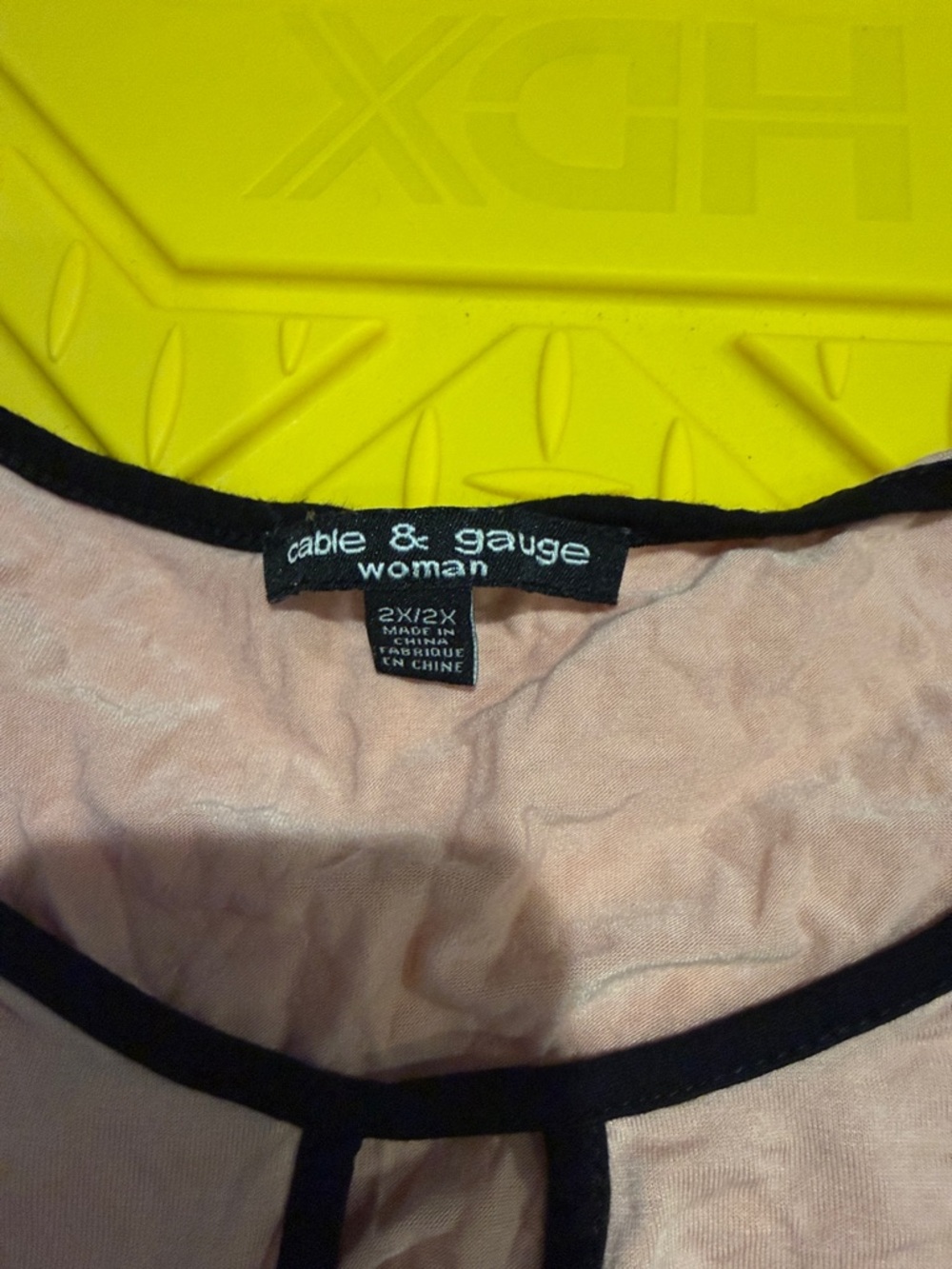 Cable & Gauge Blush Pink Top with Black Piping - Picture 2 of 3
